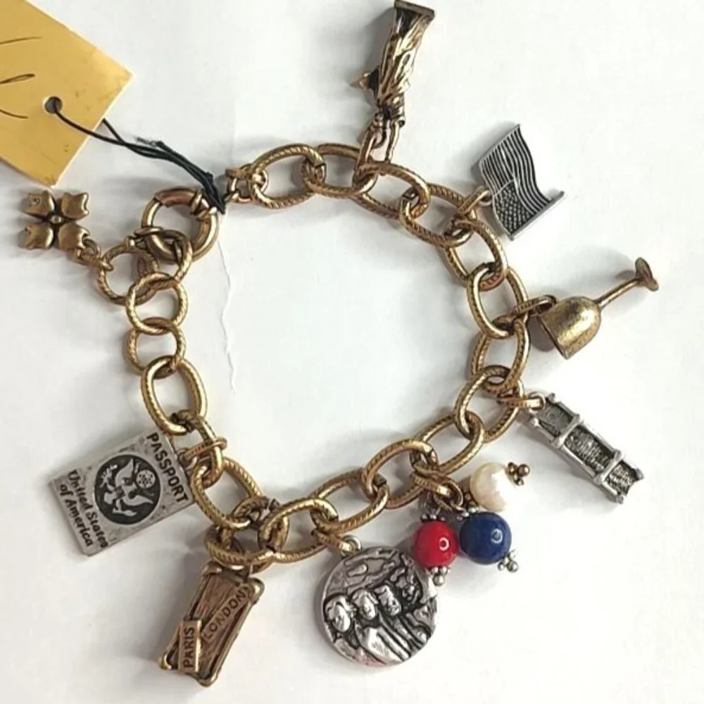 Patricia Nash Bracelet Charms World Traveler USA  Boho Chic - Picture 4 of 8